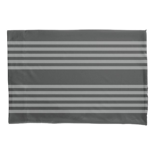 Grey and charcoal five stripes pattern pillow case (Front)