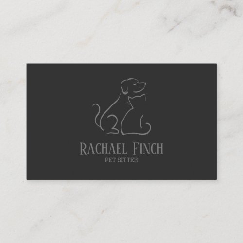 Grey And Charcoal Modern Minimalist Pet Logo Business Card