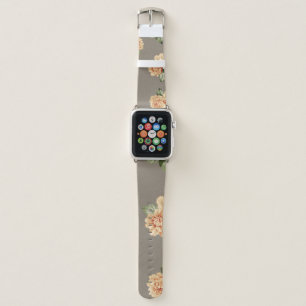 grey and cream flowers with leaves bunches pattern apple watch band