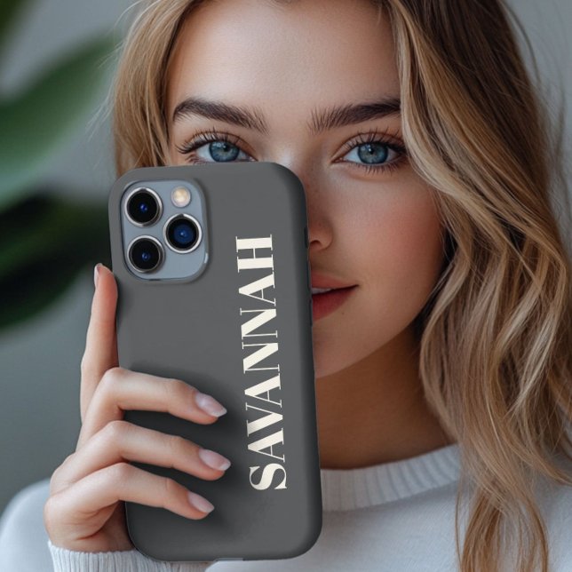 Grey and Cream personalized name simple  iPhone Case (Creator Uploaded)