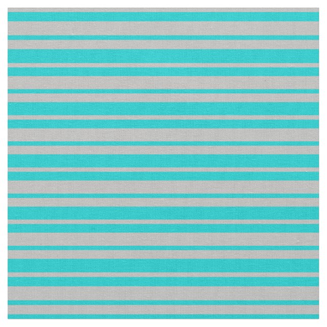 Grey and Dark Turquoise Stripes/Lines Pattern Fabric (Close Up)