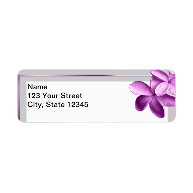 Grey and Eggplant Plumeria Label (Front)