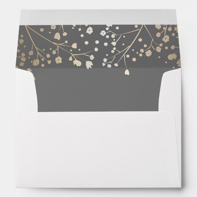 Grey And Gold Baby's Breath Wedding Envelope