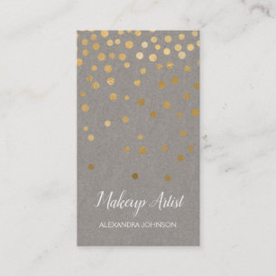 Grey and Gold Elegant Confetti Makeup Artist Business Card