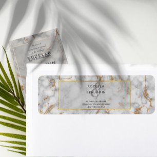 Grey and Gold Marble Agate Elegant Return Address Label