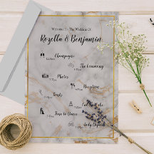 Grey and Gold Marble Agate Elegant Wedding Program
