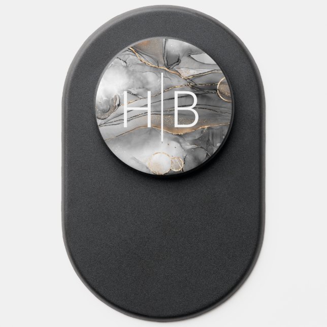 Grey and Gold Monogram PopSocket (Popsocket)