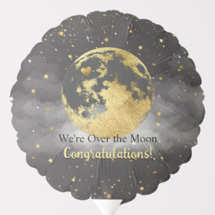 Grey and Gold Over the Moon Congratulations Balloon