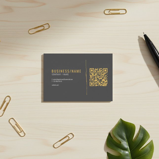 Grey and gold  QR code business card (Gold QR Code business card)