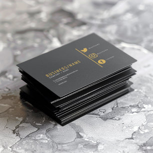 Grey and gold  social media business card. business card