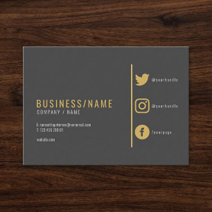 Grey and gold  social media business card. card