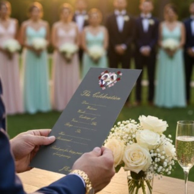 Grey and gold wedding program - Floral Heart (Creator Uploaded)