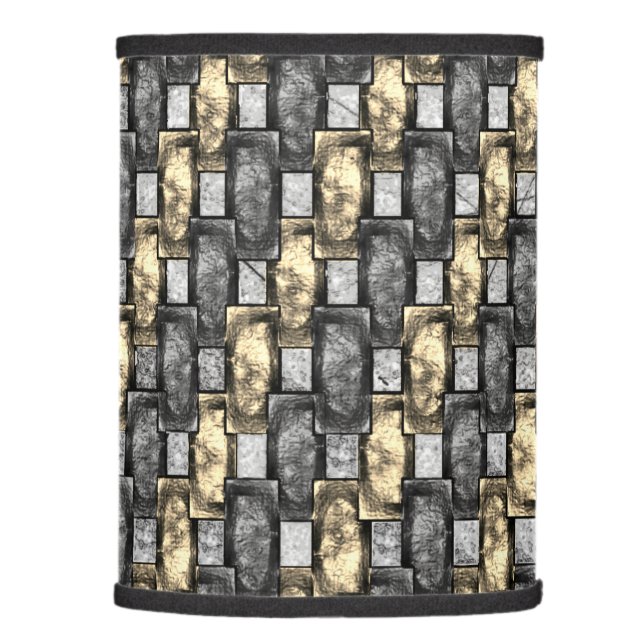 Grey and golden stain, carved rectangular pieces lamp shade (Right)