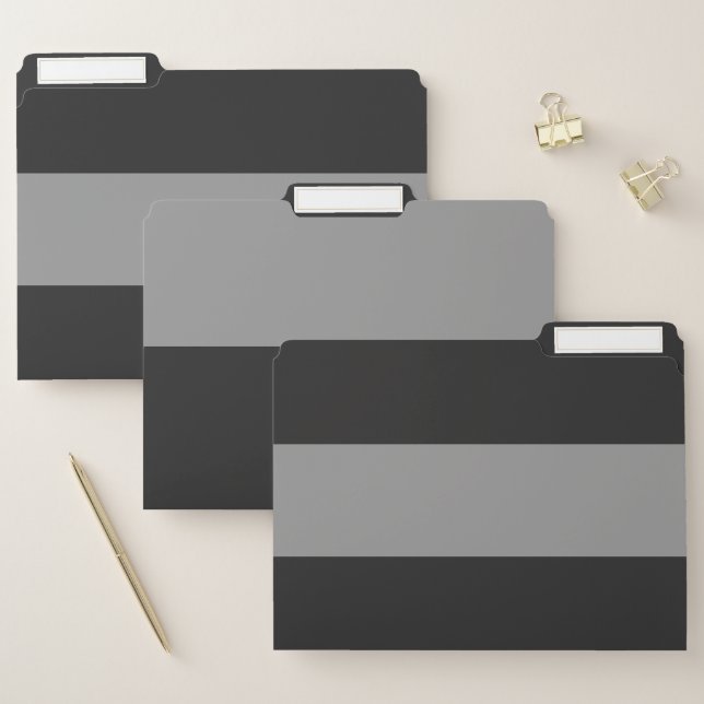 Grey and Gray Simple Extra Wide Stripes File Folder (Set)