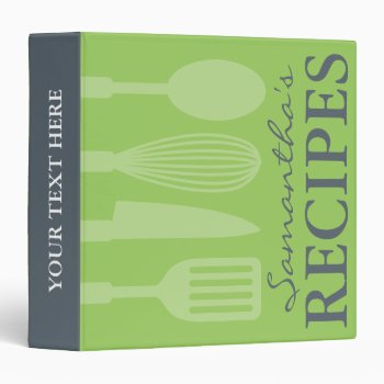 Grey And Green Kitchen Utensils Recipe Binder Book by cookinggifts at Zazzle