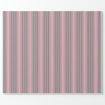 [ Thumbnail: Grey and Light Pink Stripes Pattern Wrapping Paper ]