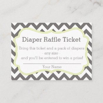 Grey And Lime Chevron Diaper Raffle Ticket Enclosure Card by tinyanchor at Zazzle