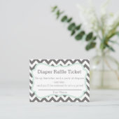 Grey and Mint Chevron Diaper Raffle Ticket Enclosure Card (Standing Front)
