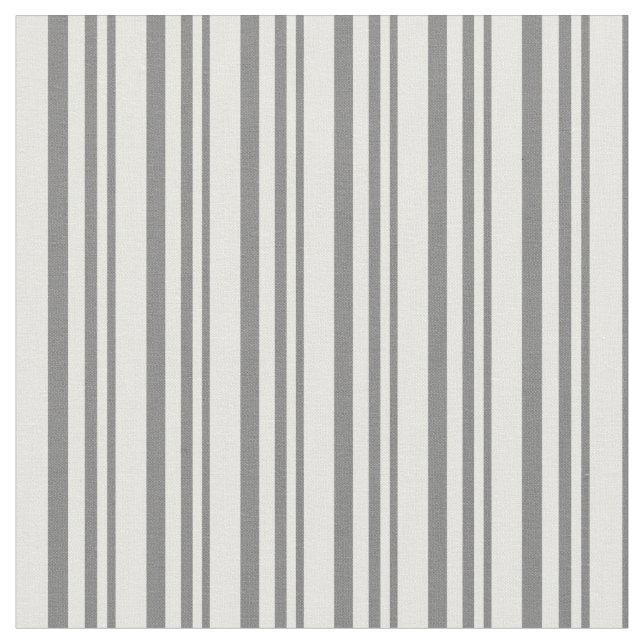 Grey and Mint Cream Colored Stripes Fabric (Close Up)
