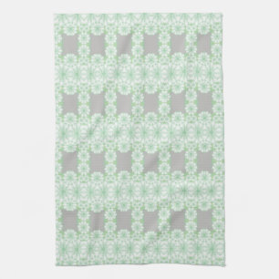Grey And Mint Green Floral Kitchen Towel