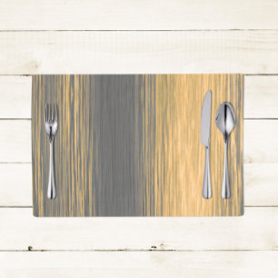 Grey and Muted Yellow Abstract Blended Lines Cloth Placemat
