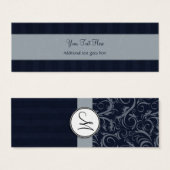 Grey and Navy Floral Wisps & Stripes with Monogram (Front & Back)