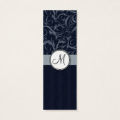 Grey and Navy Floral Wisps & Stripes with Monogram (Back)