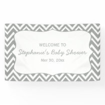 Grey and Pastel Pink Chevron  Baby Shower Banner