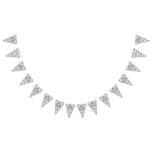 Grey and Pastel Pink Chevron Nautical Baby Shower Bunting Flags