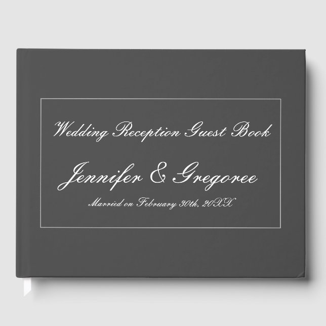Grey and Personalized Marriage Guest Book (Front)