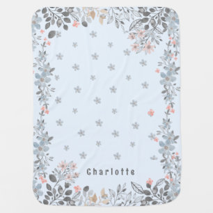 Grey and Pink Blossom Haven Baby Blanket