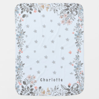 Grey and Pink Blossom Haven Baby Blanket