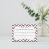 Grey and Pink Chevron Diaper Raffle Ticket Enclosure Card (Standing Front)
