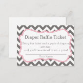 Grey and Pink Chevron Diaper Raffle Ticket Enclosure Card (Front/Back)