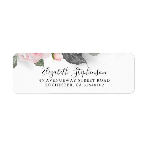Grey and Pink Floral Watercolor Label