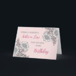 Grey and Pink Flowers Sister in Law Birthday Card<br><div class="desc">Pretty and thoughtful greeting card for sister in law's birthday with grey and pink spring flowers illustration and hand lettered style text.</div>
