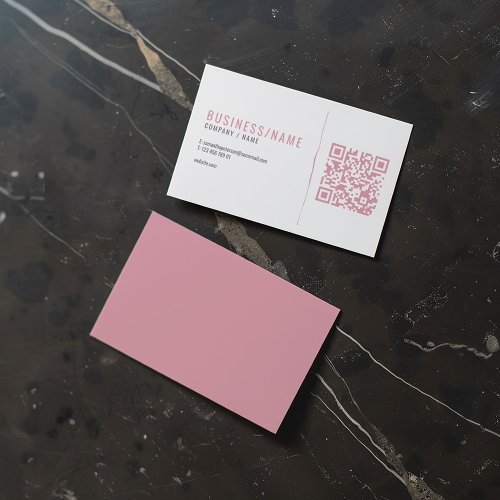 Grey and pink  QR code business card