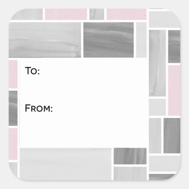 Grey and Pink Stained Glass Gift Tag Stickers (Front)