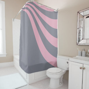 Grey and Pink Wave Shower Curtain