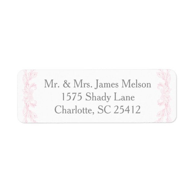 Grey and Pink Wedding Label (Front)