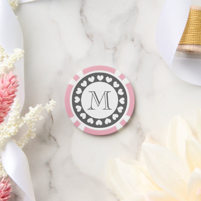 Grey and pink wedding poker chips | Custom tokens (Wedding)