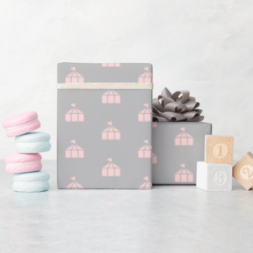 Grey and pink wrapping paper with circus tents