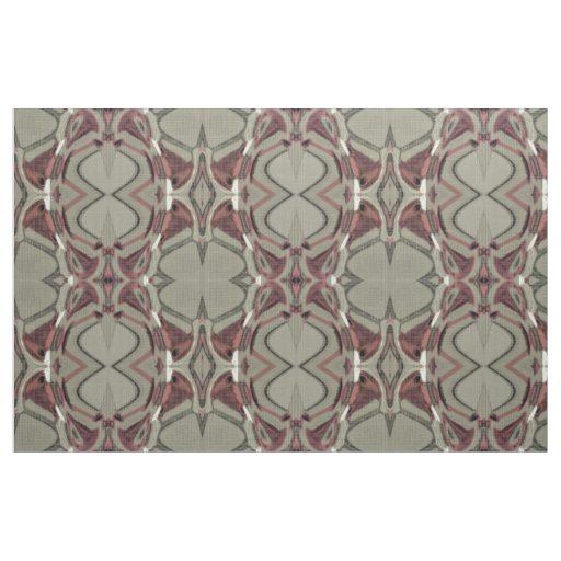 Grey and Red Abstract Art Fabric