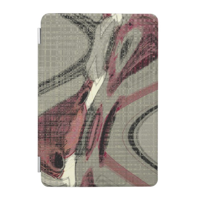 Grey and Red Abstract Art iPad Mini Cover (Front)