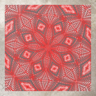 Grey and Red Abstract Kaleidoscope  Floor Decals