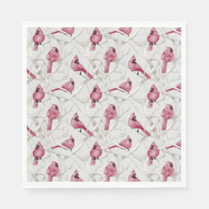 Grey And Red Christmas Cardinal Birds Napkins