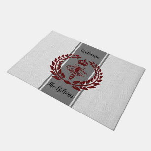 Grey and red royal bee striped doormat