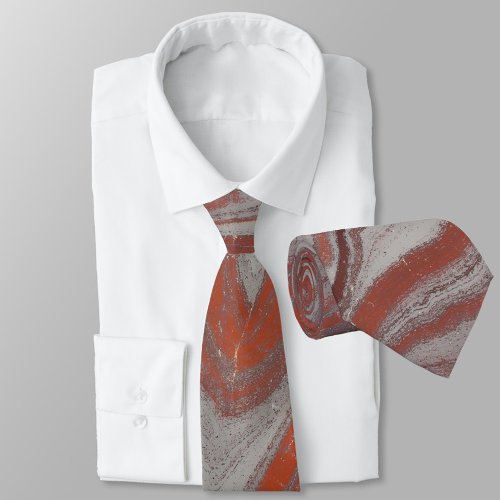 Grey and Red Stone Abstract Neck Tie