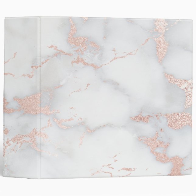 grey and rose gold marble 3 ring binder (Front/Spine)