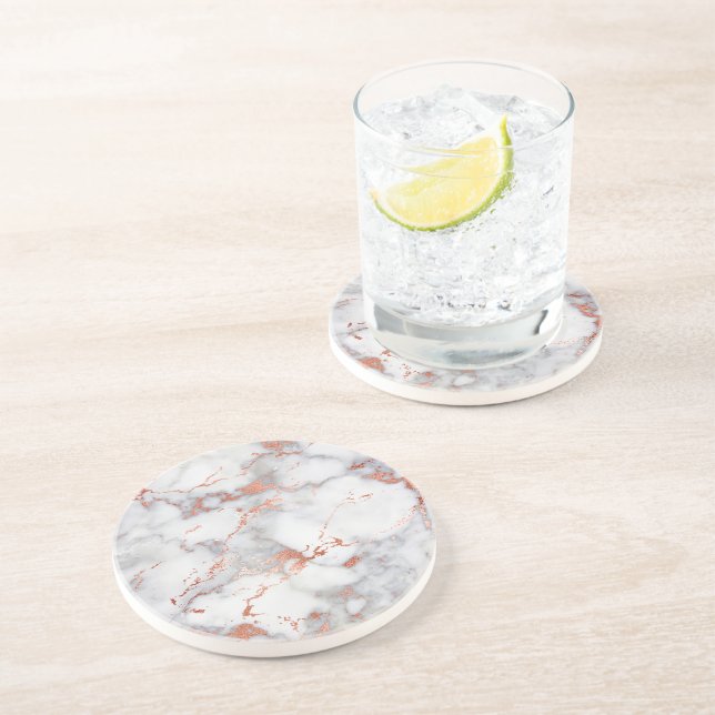 grey and rose gold marble coaster (Side)